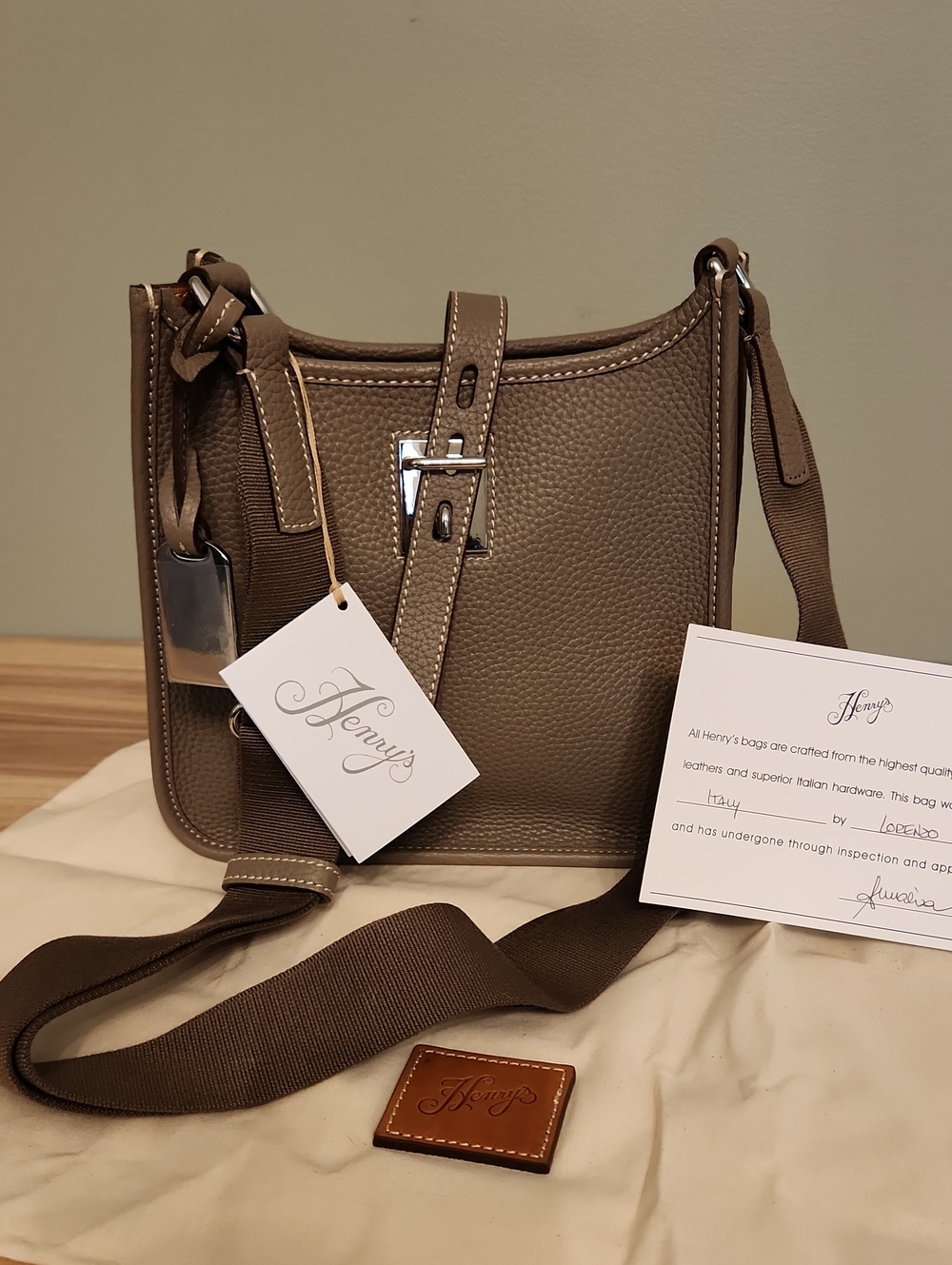 Henry's By Dooney & Bourke Taupe Pebbled Leather Crossbody